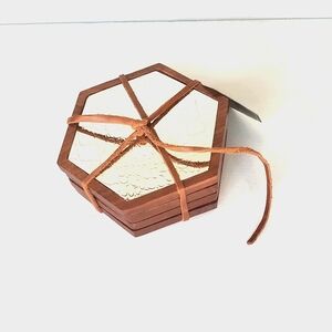 Hexagon Wood Silver Croc Coasters